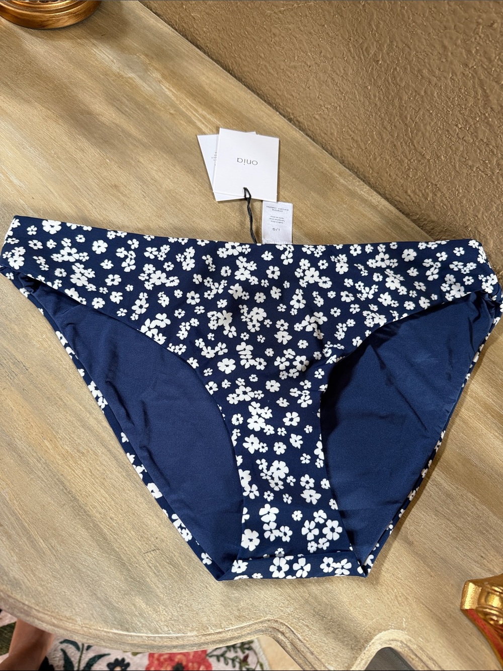 ONIA Swim suit bottom in Lily. Navy and white New w tags